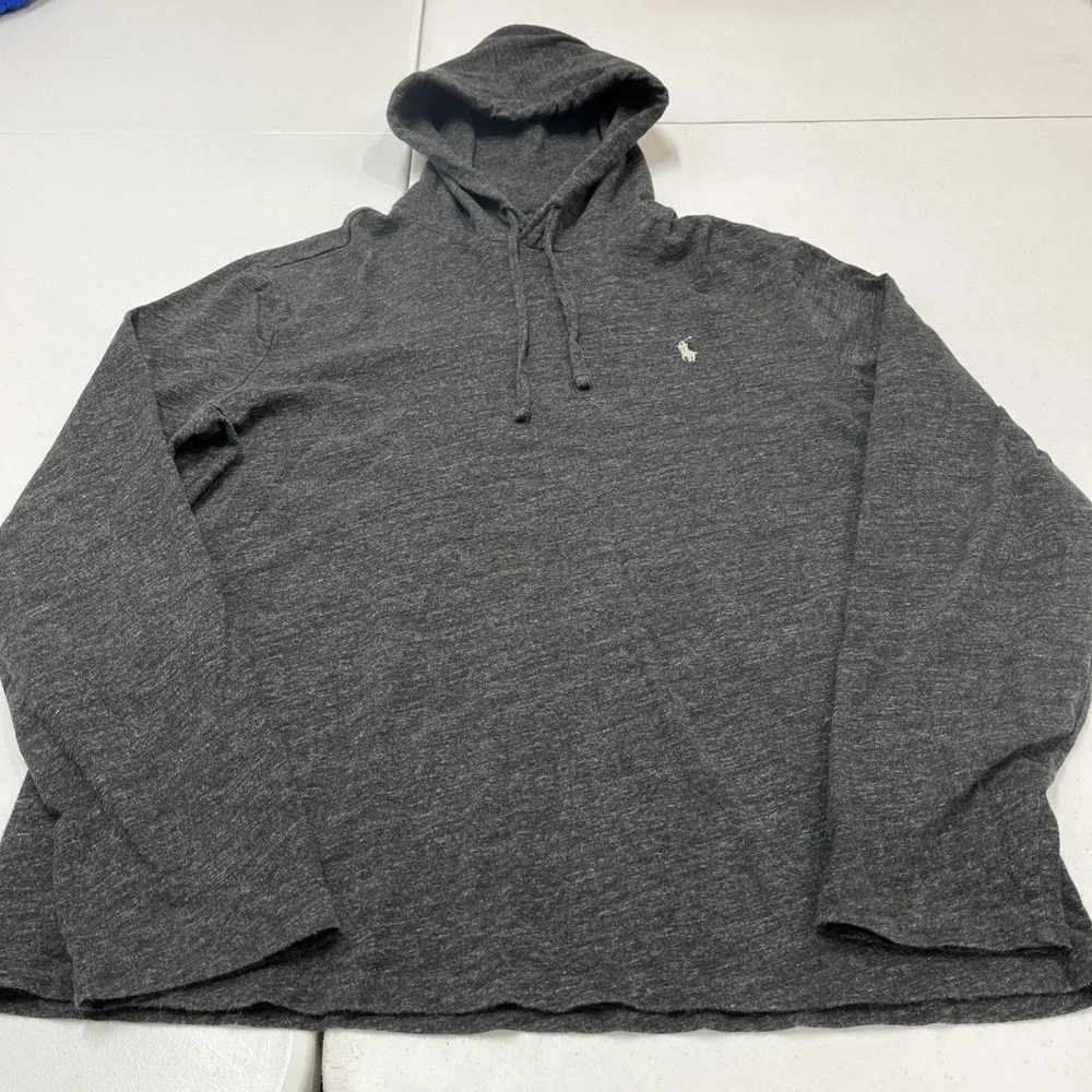 Polo Ralph Lauren Hoodie Mens L Charcoal Gray Pullover Lightweight Preppy Casual